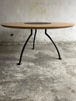 Pamono Round Dining Table with Rotating Black Center Disc, 1990s> Dining Tables & Sets
