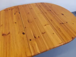 Pamono Round Extendable Pine Table, 1970s><noscript><img width=