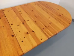 Pamono Round Extendable Pine Table, 1970s><noscript><img width=