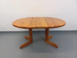 Pamono Round Extendable Pine Table, 1970s><noscript><img width=