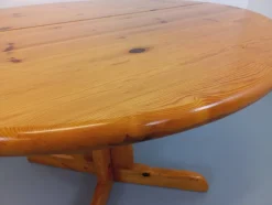 Pamono Round Extendable Pine Table, 1970s><noscript><img width=