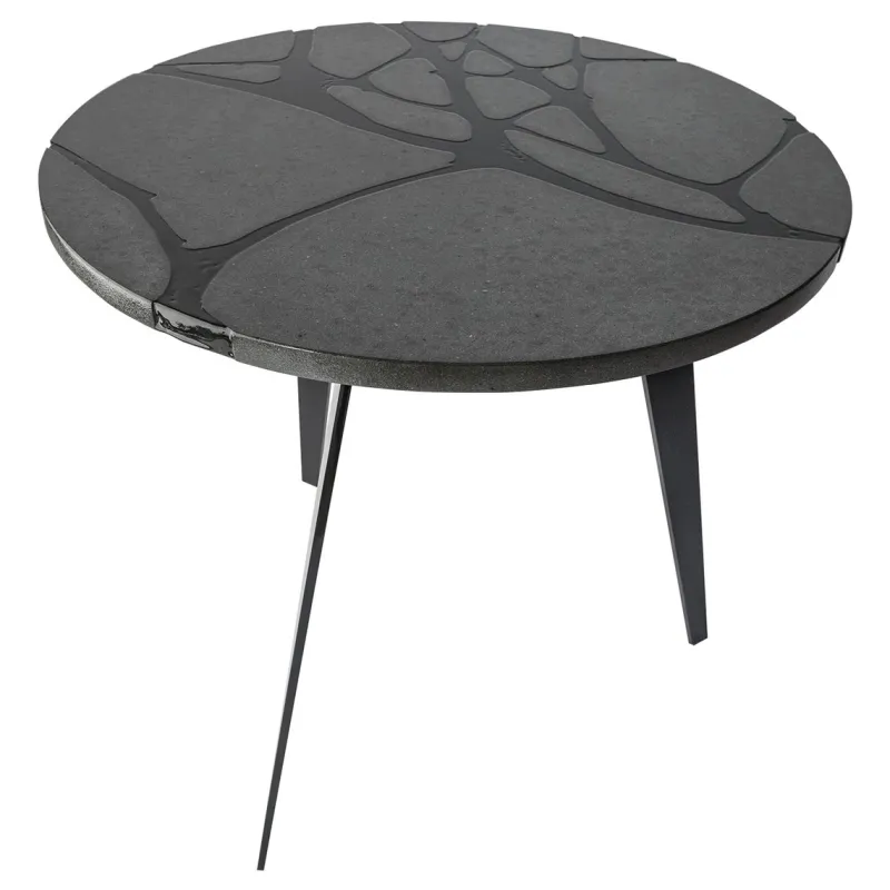 Pamono Round Filodifumo Outdoor Table in Lava Stone and Steel by Riccardo Scibetta & Sonia Giambrone for MYOP> Garden Tables