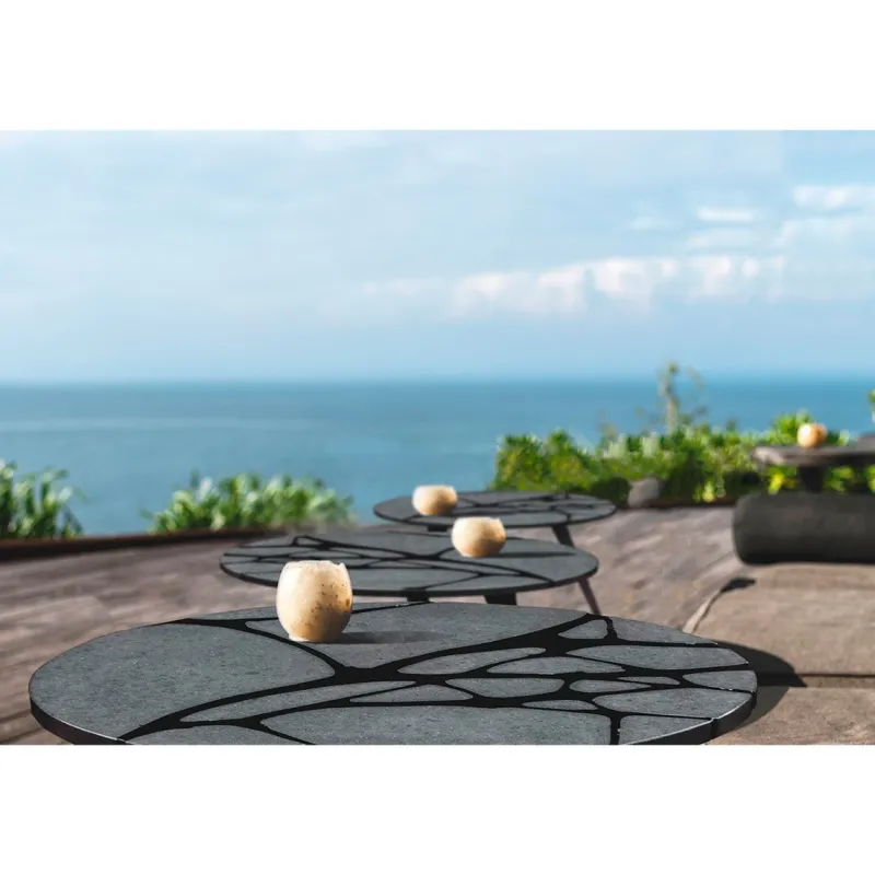 Pamono Round Filodifumo Outdoor Table in Lava Stone and Steel by Riccardo Scibetta & Sonia Giambrone for MYOP> Garden Tables