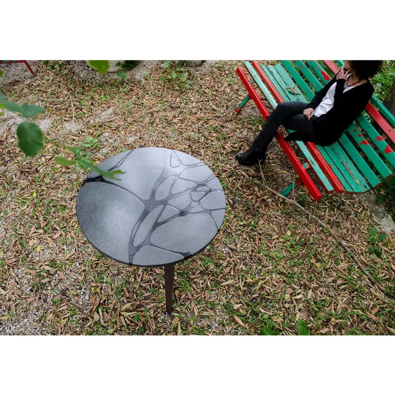 Pamono Round Filodifumo Outdoor Table in Lava Stone and Steel by Riccardo Scibetta & Sonia Giambrone for MYOP> Garden Tables