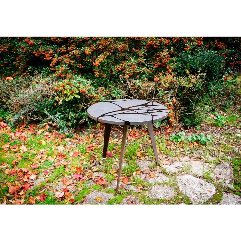 Pamono Round Filodifumo Outdoor Table in Lava Stone and Steel by Riccardo Scibetta & Sonia Giambrone for MYOP> Garden Tables