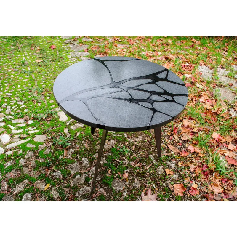 Pamono Round Filodifumo Outdoor Table in Lava Stone and Steel by Riccardo Scibetta & Sonia Giambrone for MYOP> Garden Tables