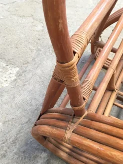 Pamono Round French Bamboo & Rattan Pretzel-Shaped Lounge Chair, 1950s><noscript><img width=