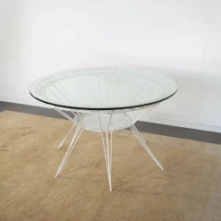 Pamono Round Garden Tea Table in Wrought Iron by Gio Ponti, 1950s><noscript><img width=