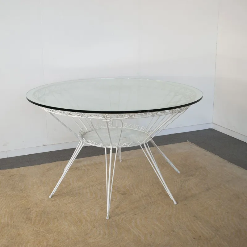 Pamono Round Garden Tea Table in Wrought Iron by Gio Ponti, 1950s> Garden Tables