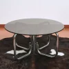 Outlet Pamono Round Glass and Chrome Metal Table, 1970s