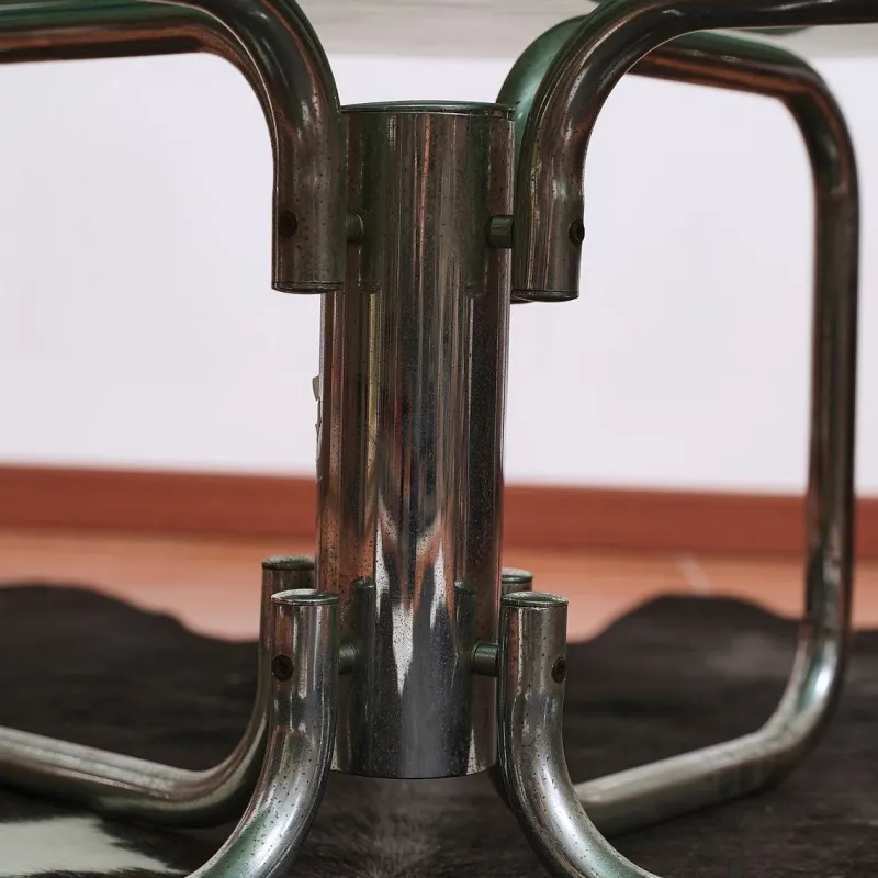 Outlet Pamono Round Glass and Chrome Metal Table, 1970s