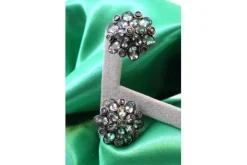 Clearance Pamono Round Gold and Silver Earrings with Zirconias and Diamond Chips, Set of 2