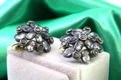 Clearance Pamono Round Gold and Silver Earrings with Zirconias and Diamond Chips, Set of 2