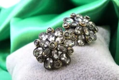 Clearance Pamono Round Gold and Silver Earrings with Zirconias and Diamond Chips, Set of 2