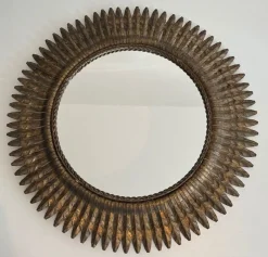 New Pamono Round Golden Metal Sun Mirror