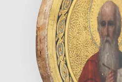 Pamono Round Icon of the Holy Apostle John the Theologian, 19th Century, Tempera & Gold Leaf on Wood