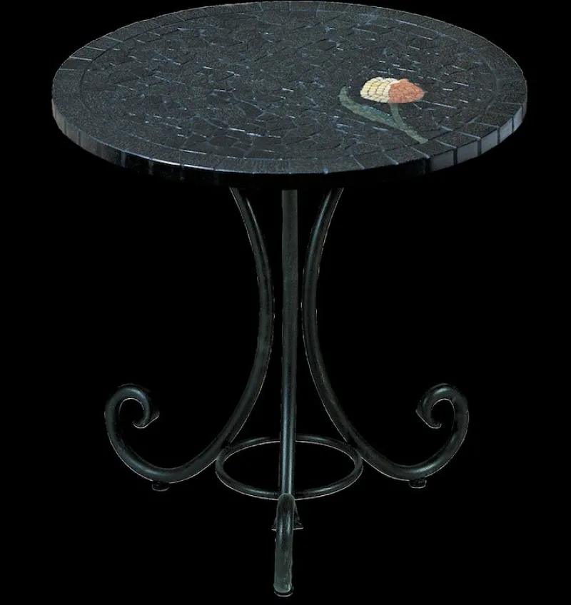 Pamono Round Italian Topaz Marble Mosaic Table by Egram> Garden Tables