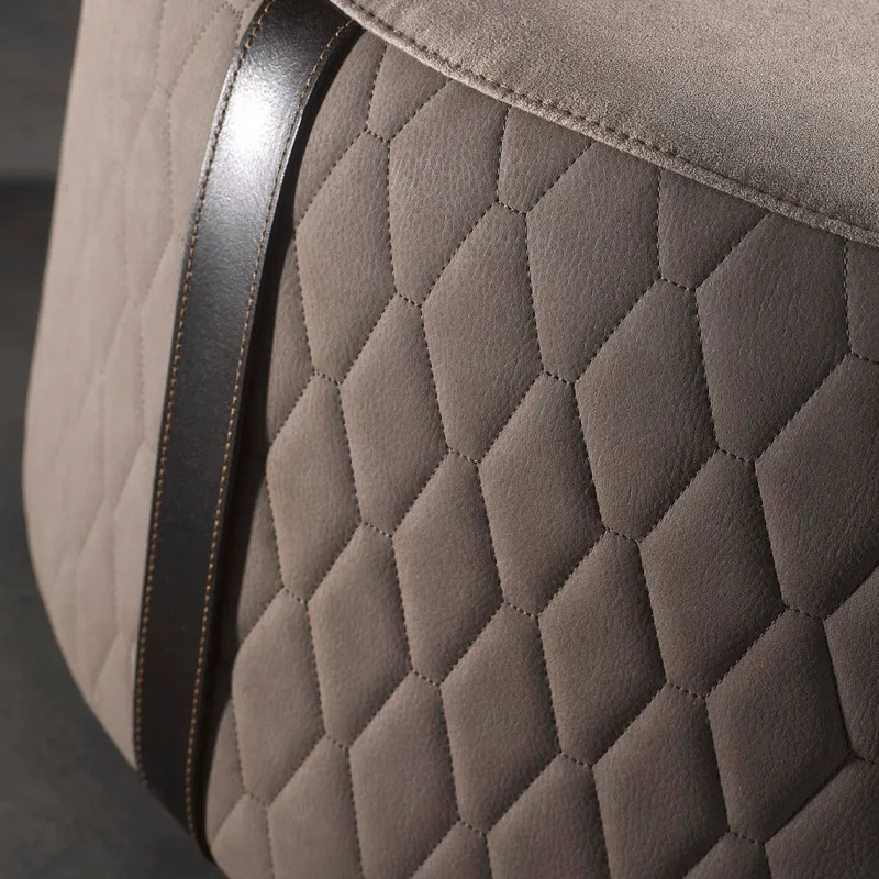 Pamono Round Leather Pouf> Seating