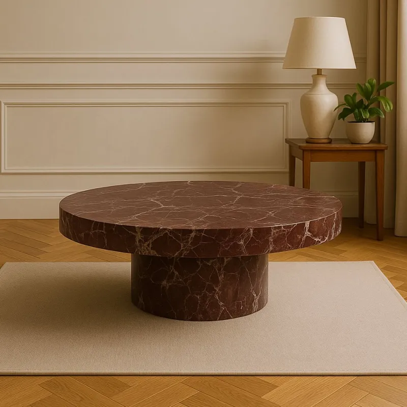 Online Pamono Round Marble Coffee Table in Red Levanto by Andrea Grasso