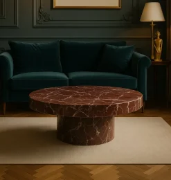 Online Pamono Round Marble Coffee Table in Red Levanto by Andrea Grasso
