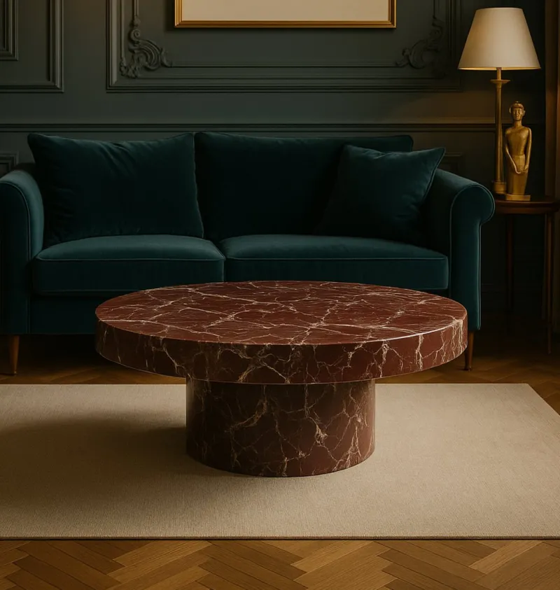 Online Pamono Round Marble Coffee Table in Red Levanto by Andrea Grasso