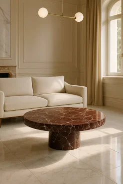 Online Pamono Round Marble Coffee Table in Red Levanto by Andrea Grasso