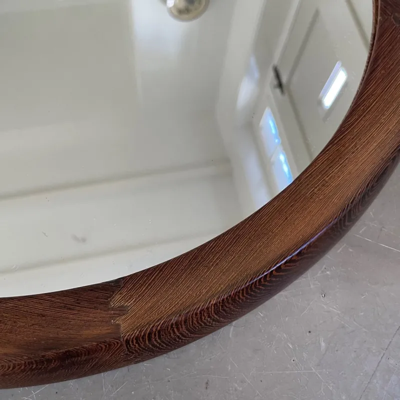 Pamono Round Mirror in Wengé Wood from O.W. Hack Zwolle, Holland, 1960s> Mirrors