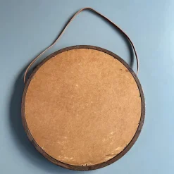 Pamono Round Mirror in Wengé Wood from O.W. Hack Zwolle, Holland, 1960s><noscript><img width=