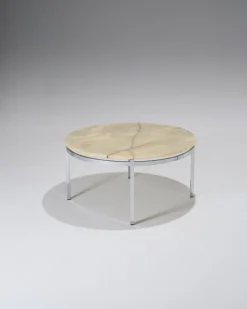 Pamono Round Onyx and Metal Coffee Table, 1960s> Coffee & Side Tables