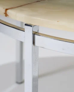 Pamono Round Onyx and Metal Coffee Table, 1960s><noscript><img width=