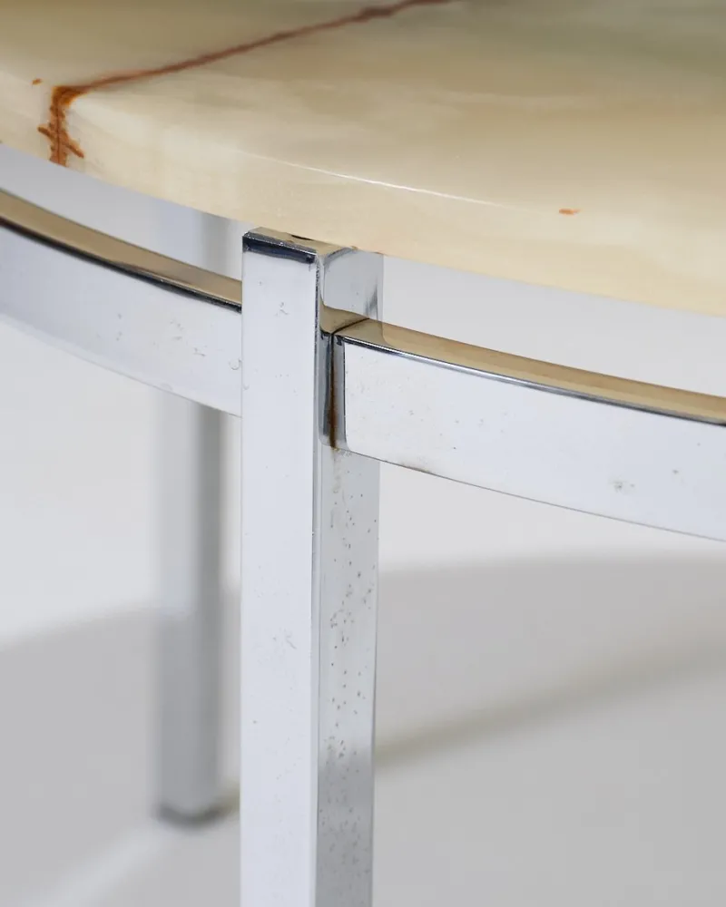 Pamono Round Onyx and Metal Coffee Table, 1960s> Coffee & Side Tables