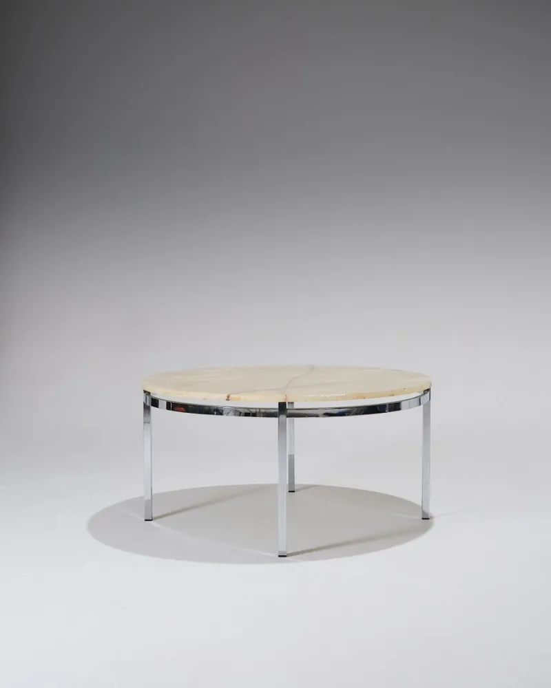 Pamono Round Onyx and Metal Coffee Table, 1960s> Coffee & Side Tables