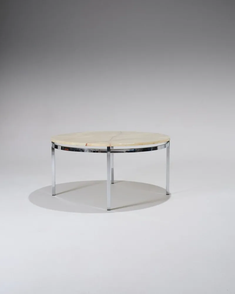 Pamono Round Onyx and Metal Coffee Table, 1960s> Coffee & Side Tables