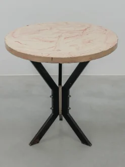 Pamono Round Outdoor Terrace Stone Top Table, France, 1930s