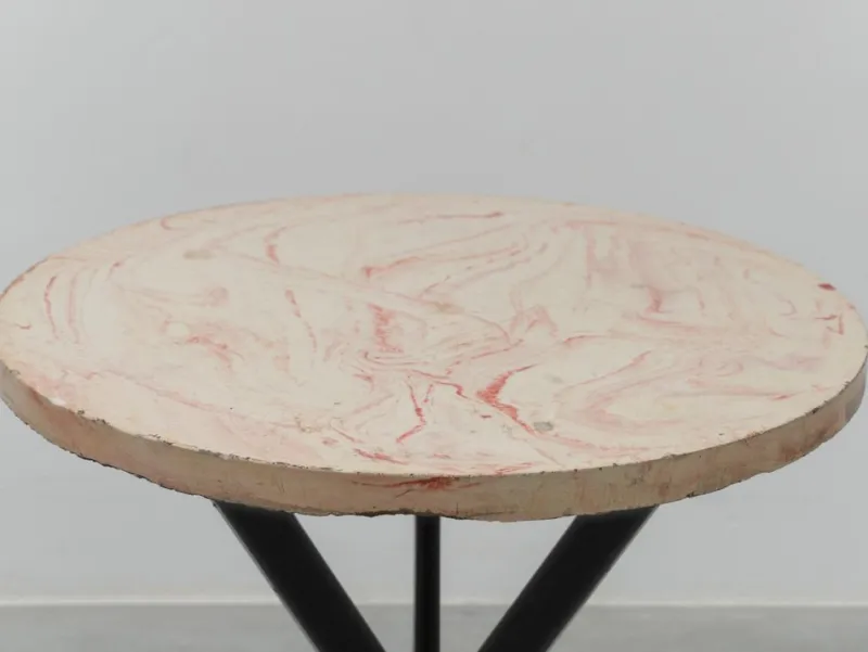 Pamono Round Outdoor Terrace Stone Top Table, France, 1930s