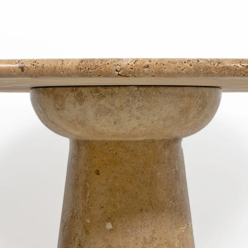 Pamono Round Travertine Dining Table attributed to Angelo Mangiarotti, 1970> Dining Tables & Sets