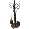 Pamono Round Wrought Iron Fireside Companion Tool Set, 1920, Set of 3> Fireplaces And Mantels
