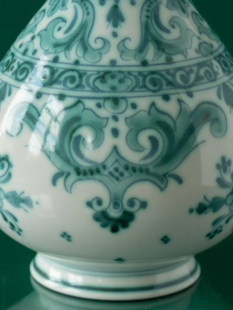 Pamono Royal Delft Green Delvert Table Lamp, New Liberty Pink Peacock Lampshade> Table Lamps