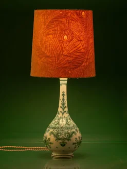 Pamono Royal Delft Green Delvert Table Lamp, New Liberty Pink Peacock Lampshade><noscript><img width=