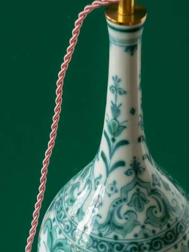 Pamono Royal Delft Green Delvert Table Lamp, New Liberty Pink Peacock Lampshade> Table Lamps