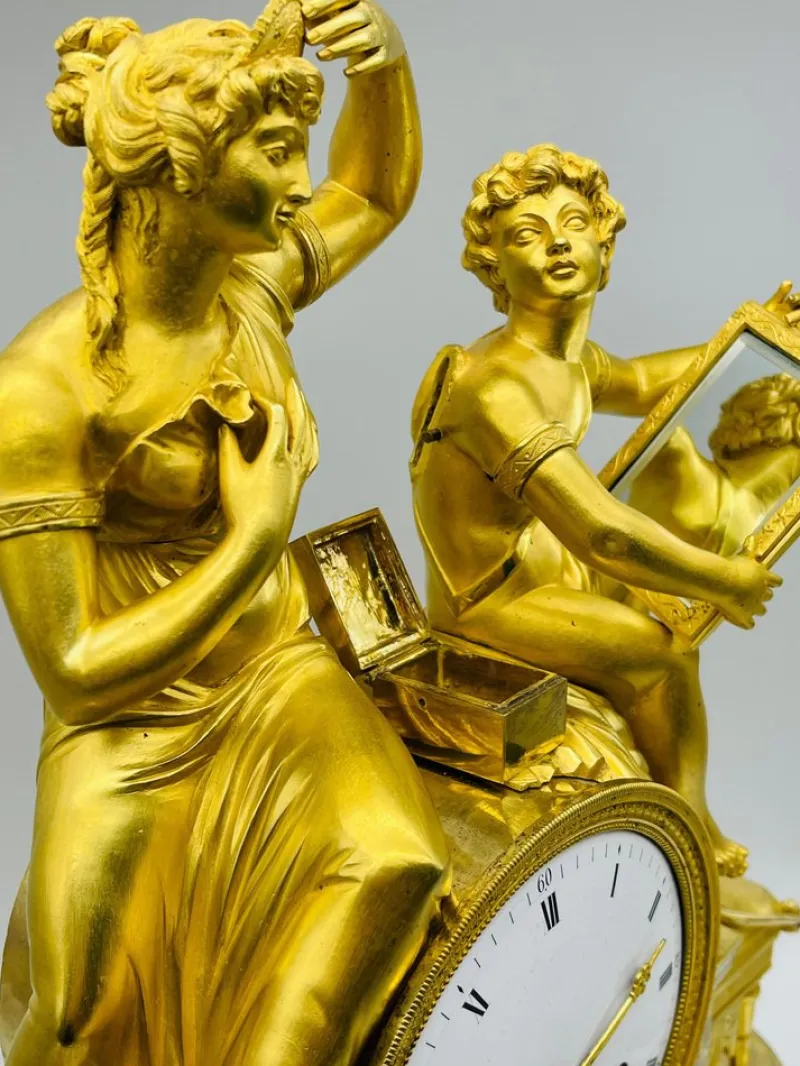 Pamono Royal Empire Fire-Gilt Mantel or Pendulum Clock, Paris, 1805-1815> Clocks
