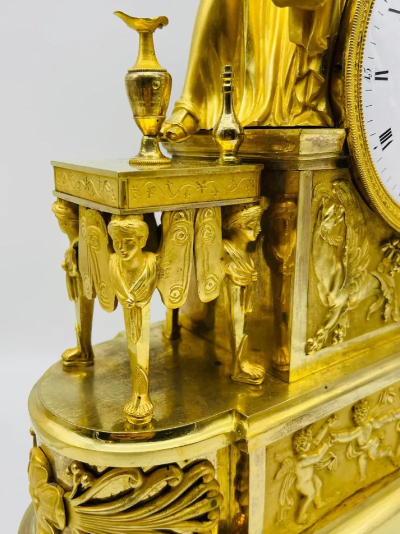 Pamono Royal Empire Fire-Gilt Mantel or Pendulum Clock, Paris, 1805-1815> Clocks