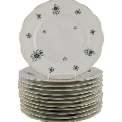 Pamono Rubens Dinner Porcelain Plates with Floral Motifs from KPM, Berlin, 1940s, Set of 12> Dinner Plates & Bowls