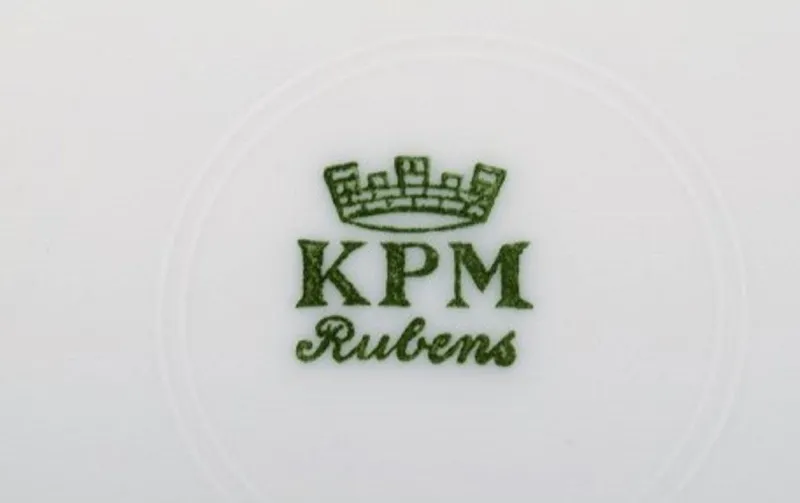 Pamono Rubens Dinner Porcelain Plates with Floral Motifs from KPM, Berlin, 1940s, Set of 12> Dinner Plates & Bowls