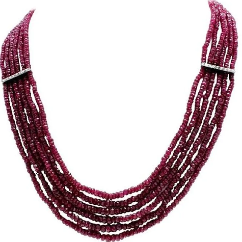 Hot Pamono Rubies, Diamonds and White Gold Necklace