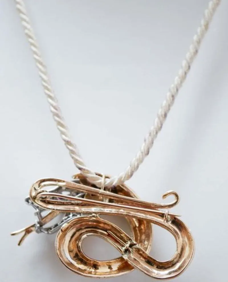 Pamono Rubies, Diamonds, Enamel, Rose Gold and Silver Dragon Brooch or Pendant> Brooches