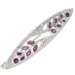 New Pamono Ruby, Diamond and White Gold Brooch