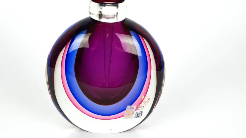 Pamono Ruby, Purple & Blue Sommerso Murano Blown Glass Bottle by Michele Onesto for Made Murano Glass, 2019> Tabletop