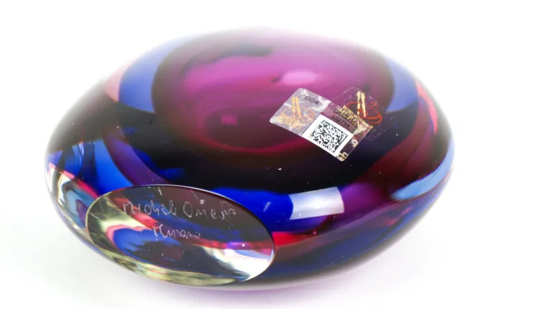 Pamono Ruby, Purple & Blue Sommerso Murano Blown Glass Bottle by Michele Onesto for Made Murano Glass, 2019> Tabletop