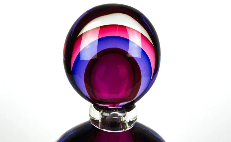 Pamono Ruby, Purple & Blue Sommerso Murano Blown Glass Bottle by Michele Onesto for Made Murano Glass, 2019> Tabletop